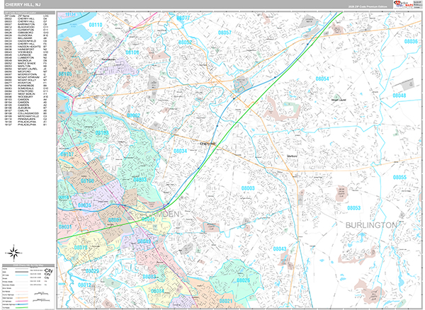 Cherry Hill, NJ Wall Map